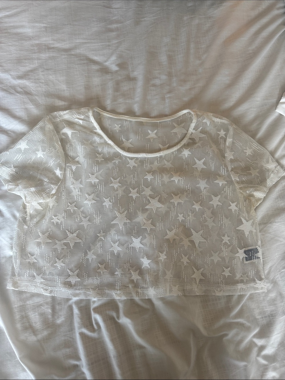SHEIN White Star Mesh Crop Top